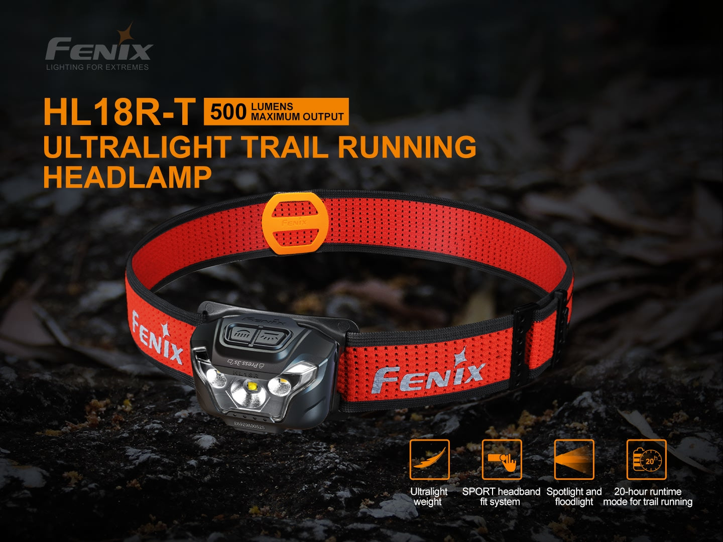 FENIX HL18R-T Lightweight Headlamp - 500 lumens