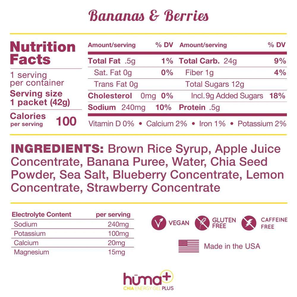 HUMA Chia Energy Gels Plus