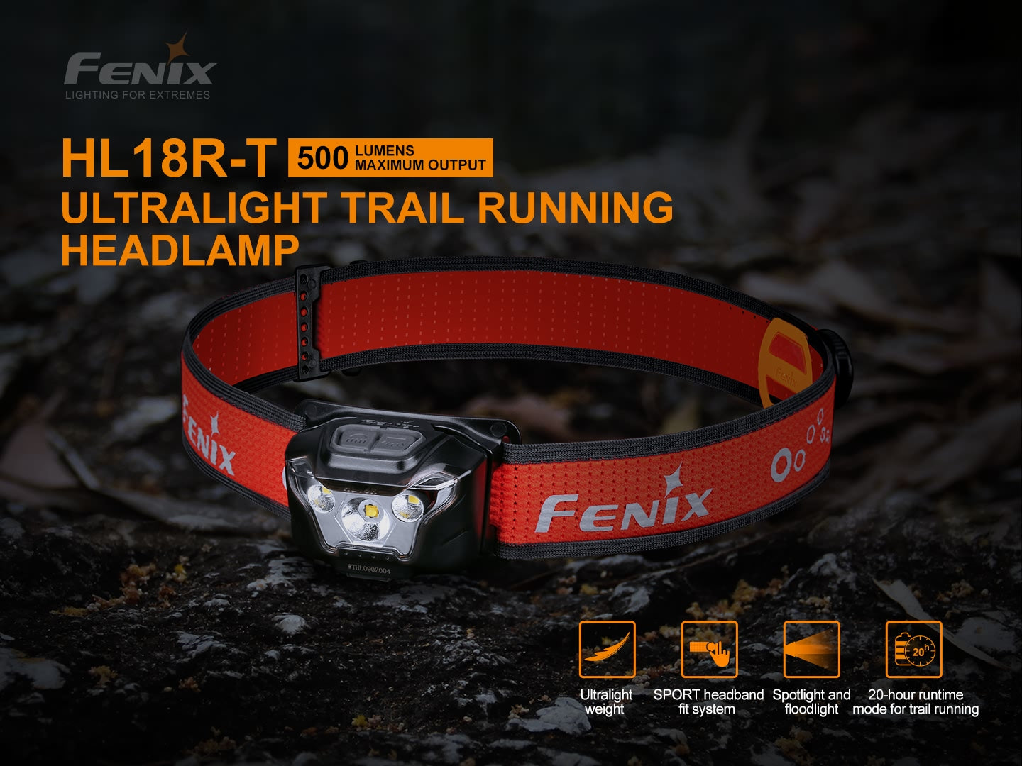 FENIX HL18R-T Lightweight Headlamp w/ Carry Case - 500 lumens