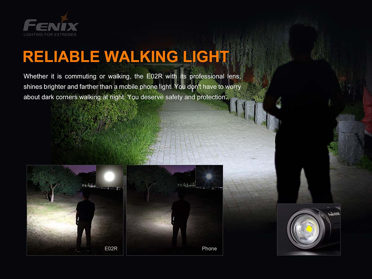 FENIX E02R Rechargeable Everyday Flashlight - 200 lumens
