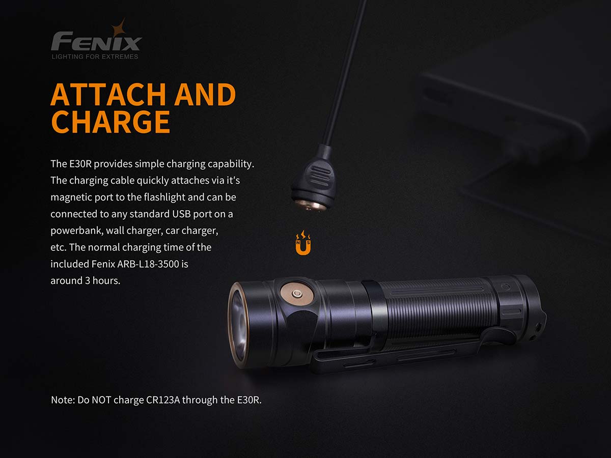 FENIX E30R Rechargeable Flashlight - 1,600 lumens