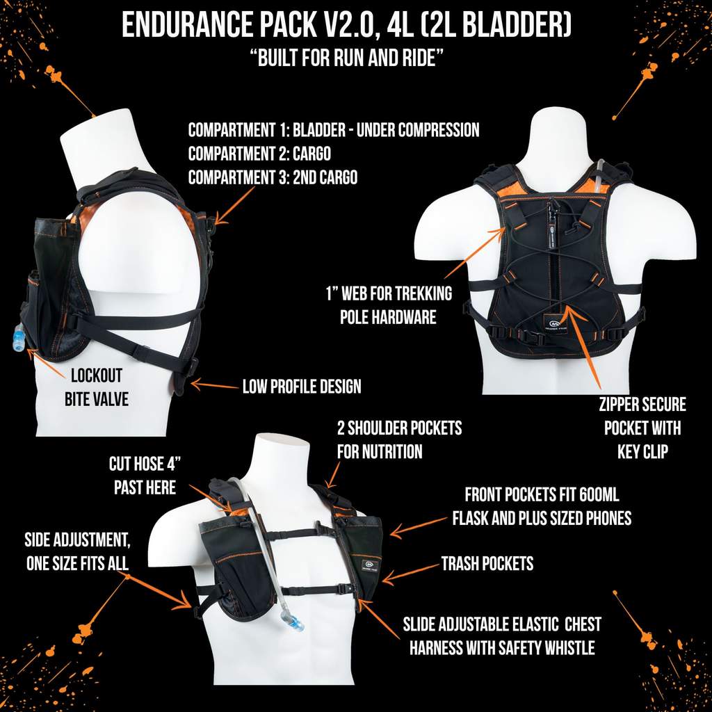 ORANGE MUD Endurance Pack 4L - v2.0 (2L bladder, 4L cargo)