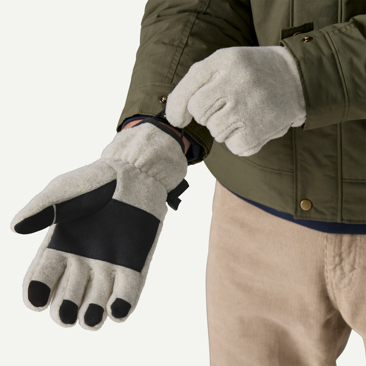 PATAGONIA Synchilla Gloves - Oatmeal Heather - detail