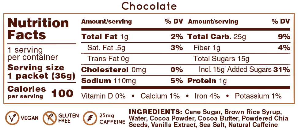 HUMA Chia Energy Gel - Chocolate (Caffeinated) (4pk)