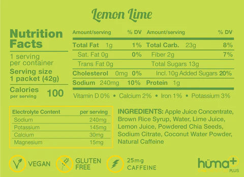 HUMA Chia Energy Gel Plus - Lemon-Lime (4pk)