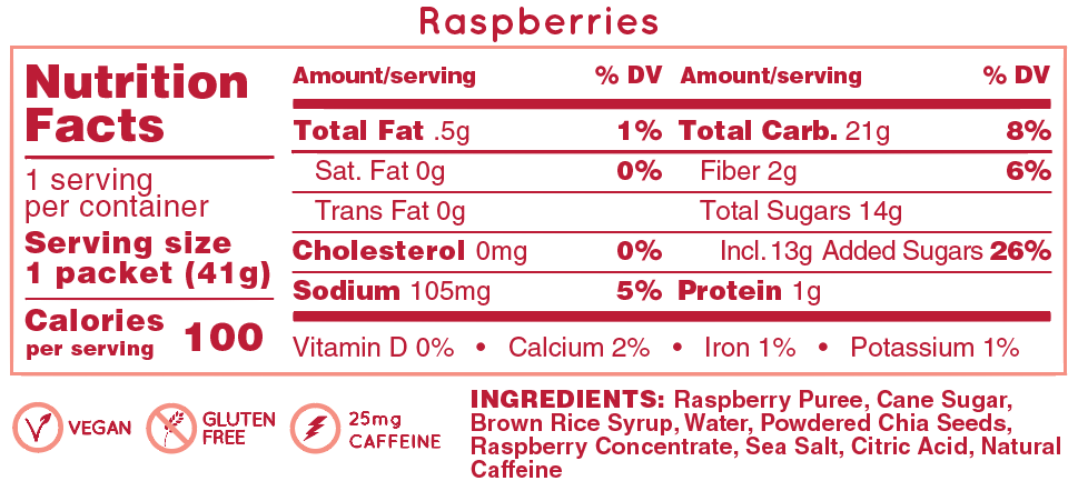 HUMA Chia Energy Gel - Raspberry (Caffeinated) (4pk)