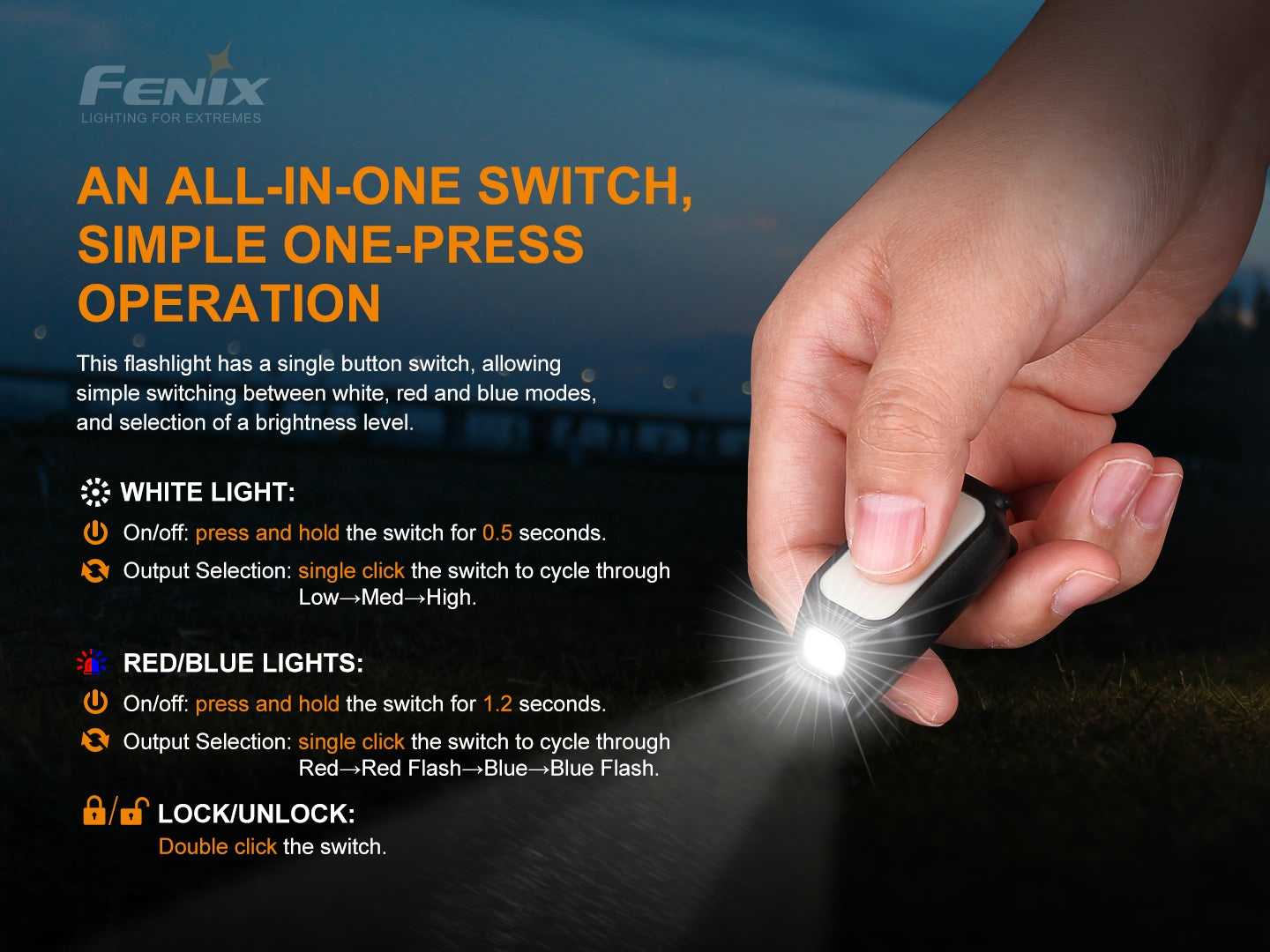 FENIX E-lite Rechargeable Mini Flashlight with Clip