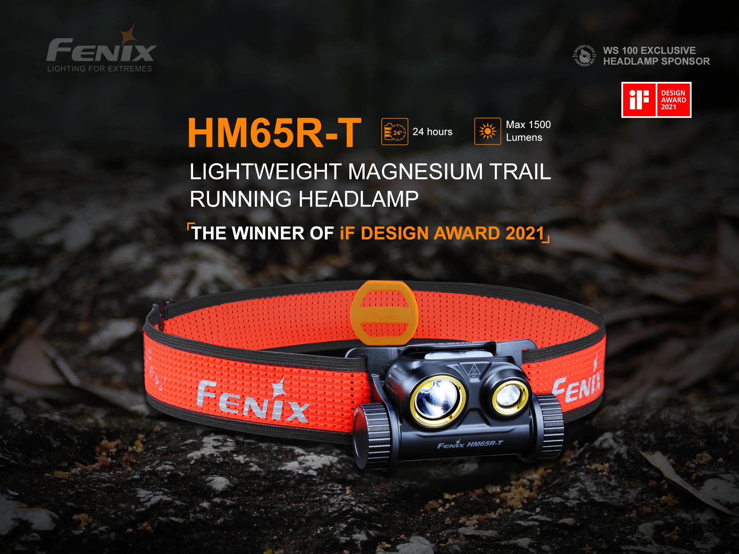 FENIX HM65R-T Dual-Light Headlamp w/ SPORT Fit System - 1500 lumens