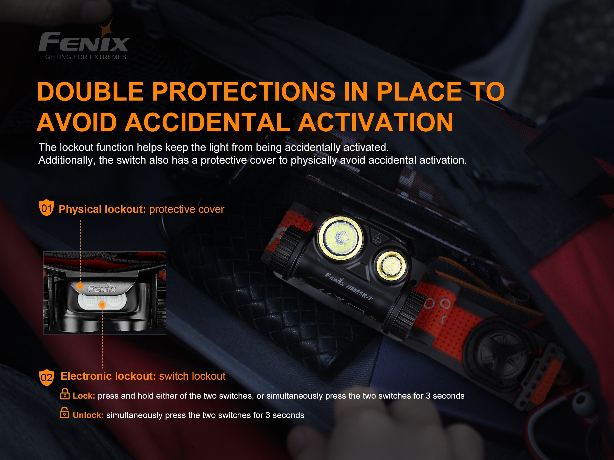 FENIX HM65R-T Rechargeable Headlamp with SPORT Headband Fit System