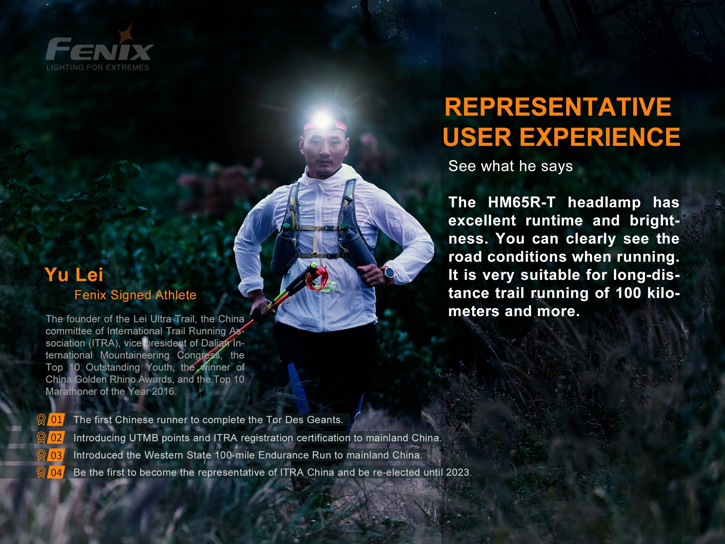 FENIX HM65R-T Rechargeable Headlamp with SPORT Headband Fit System