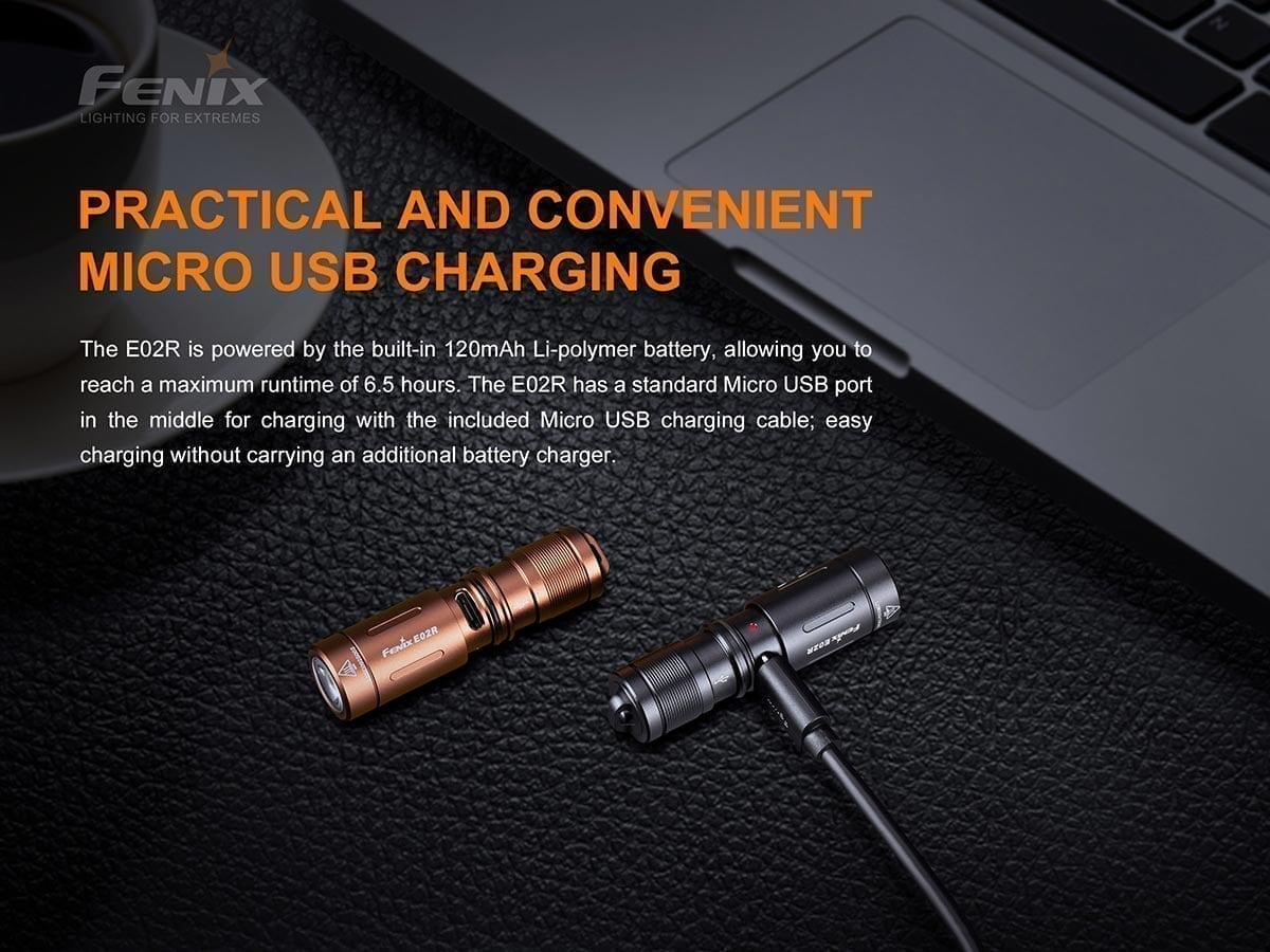 FENIX E02R Rechargeable Everyday Flashlight - 200 lumens