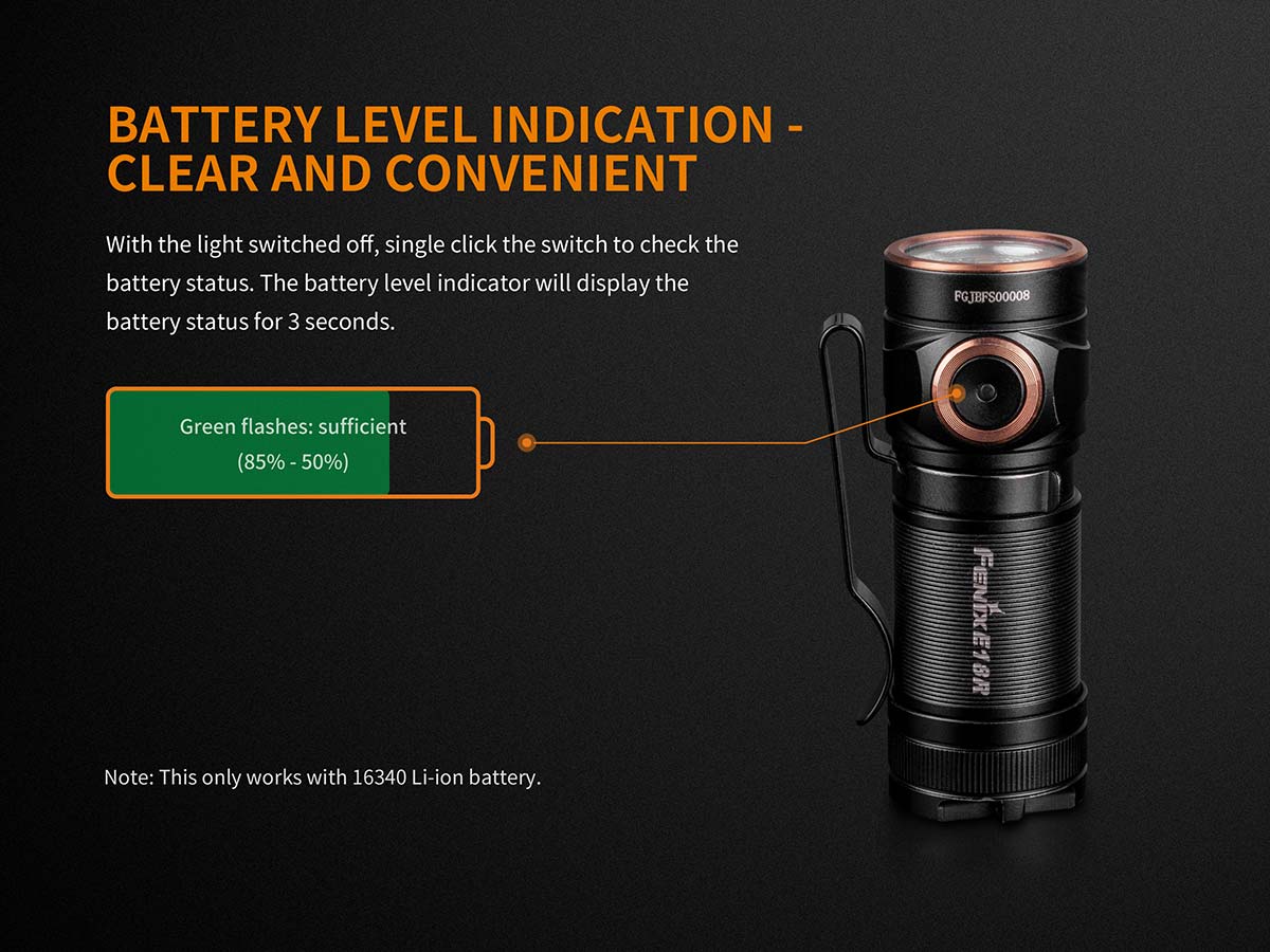 FENIX E18R Everyday Carry Rechargeable Flashlight - 750 lumens