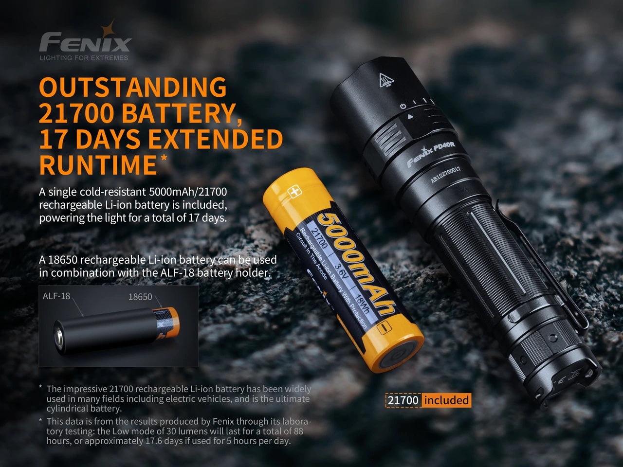 FENIX PD40R V2.0 Rechargeable Flashlight - 3,000 Lumens