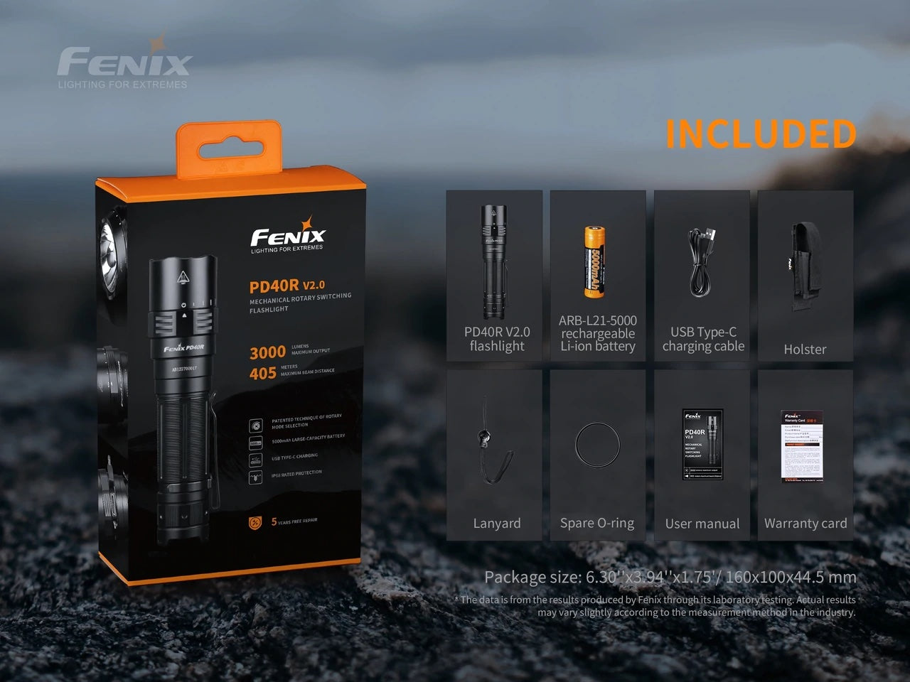 FENIX PD40R V2.0 Rechargeable Flashlight - 3,000 Lumens