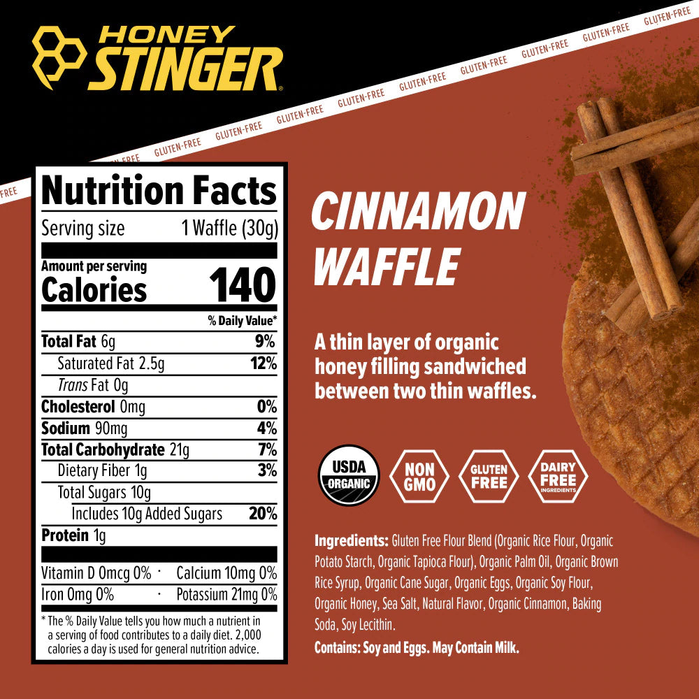HONEY STINGER Gluten-Free Waffles - Cinnamon (4pk)