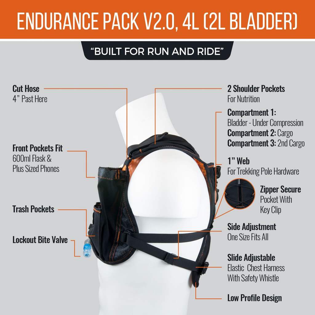 ORANGE MUD Endurance Pack 4L - v2.0 (2L bladder, 4L cargo)